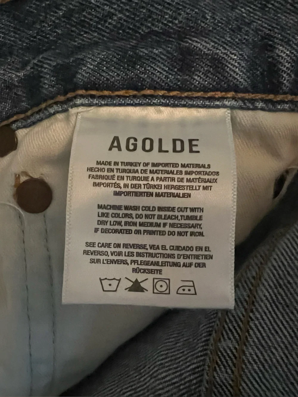Agolde Distressed Light Blue Parker Long Denim Shorts